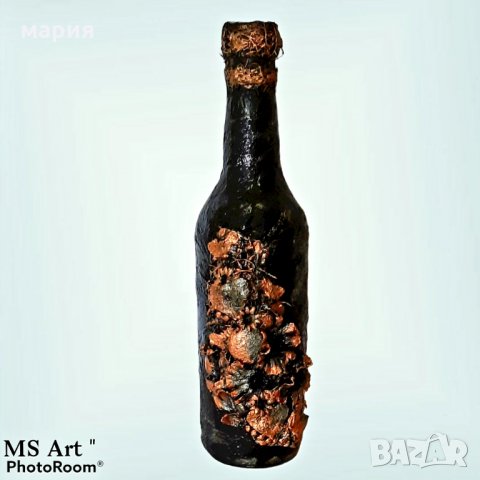 Декоративна бутилка #mixedmedia! Ръчна изработка!, снимка 3 - Декорация за дома - 32441556