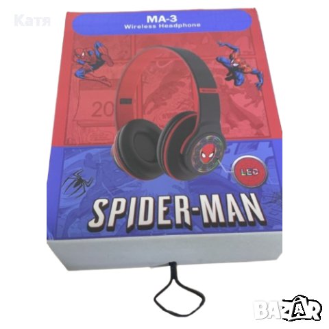 Светещи безжични слушалки Spider-man, снимка 2 - Слушалки и портативни колонки - 43684256
