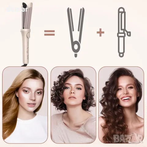 LURA Преса за коса и маша 2 в 1 Керамична йонна 25 мм Бързо загряваща маша, снимка 5 - Преси за коса - 47314092