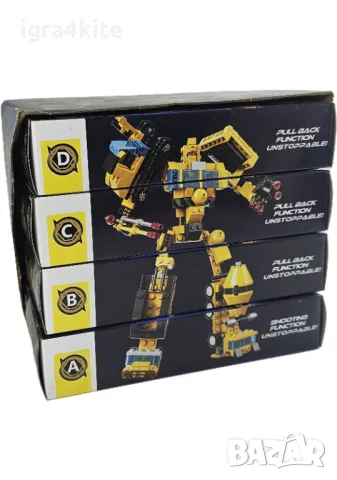Кутия 4 в 1 с конструктори 392 части Робот с машини, снимка 2 - Конструктори - 49424293