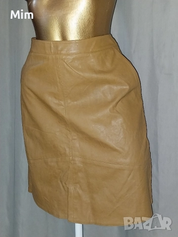 YDENCE M Светло кафява кожена пола , снимка 3 - Поли - 51886412