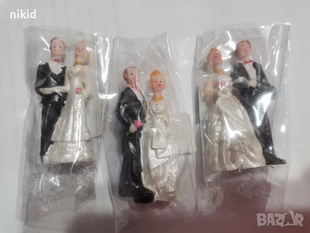 малка Сватбена фигурка на младоженци за връх на сватбена торта ТОПЕР гипсова, снимка 4 - Други - 32793063