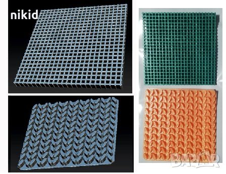 текстурна плочка печат мрежа решетка и плетка плетиво пластмасова форма фондан тесто бисквитки, снимка 1 - Форми - 26870415