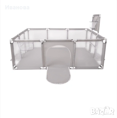 Кът за игра Selonis, Полиестер/Полиетилен, 180x122x62 см, Сив, 1 година+