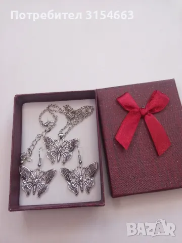 Сребърен комплект колие и обици , снимка 8 - Бижутерийни комплекти - 49568092