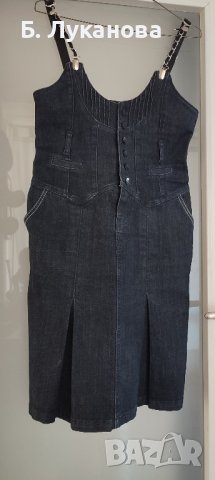 Рокля/сукман от тъмно син деним, р.36, снимка 2 - Сукмани - 43113846