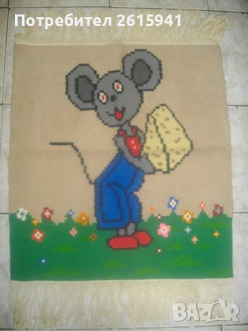 Нов Ръчно Тъкан Детски Килим-Двулицев-67х59см-Дебел, снимка 6 - Други - 38981651