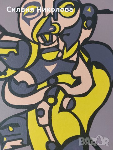 Картина Кубизъм Акрилни Бои, снимка 3 - Картини - 35534805