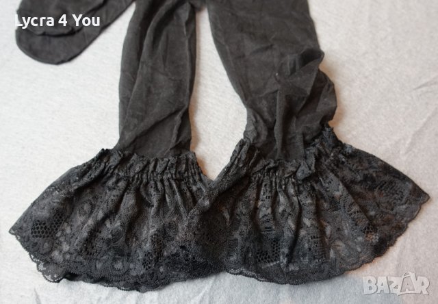M/L черни чорапи за жартиери с дантела и ликра, снимка 5 - Бельо - 39460356