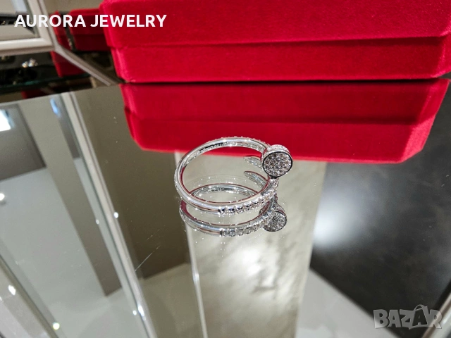 CARTIER Nail Juste un Clou Silver Small Paved Diamonds Пръстен Пирон, снимка 3 - Пръстени - 53193705