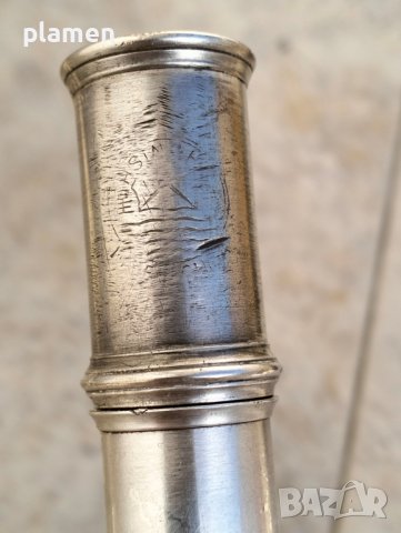 Стара посребрена флейта, липсва главата, снимка 5 - Духови инструменти - 43603568