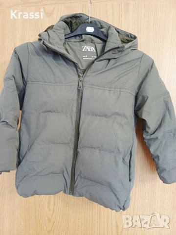 Zara зимно детско яке в зелено 116