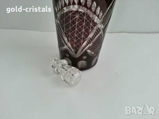 Кристална гарафа и чаши цветен червен кристал , снимка 9 - Антикварни и старинни предмети - 28364882