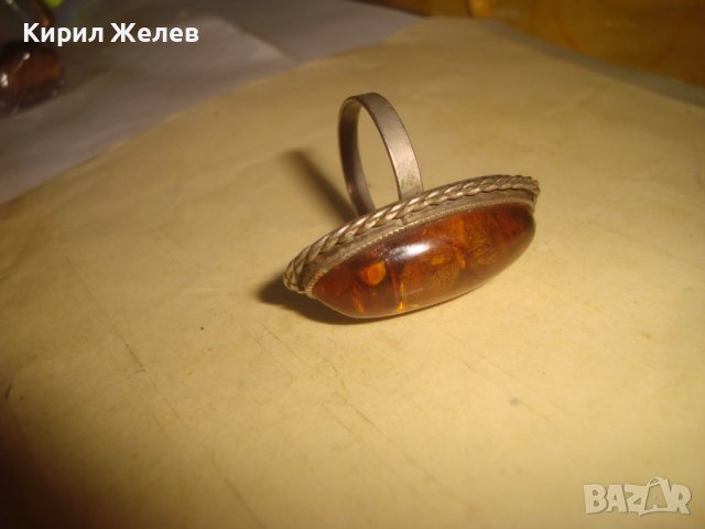 СТАРИНЕН МЕЛХИОРЕН КЕХЛИБАРЕН АРТ ДЕКО ЮВЕЛИРЕН ПРЪСТЕН 100% НАТУРАЛЕН БАЛТИЙСКИ КЕХЛИБАР 12426, снимка 6 - Антикварни и старинни предмети - 37395529