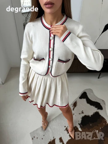 Бял дамски сет Chanel ВИДЕО НА МОДЕЛА, снимка 2 - Комплекти - 51411616