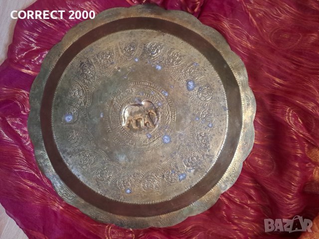 тава от Индия / месинг, снимка 3 - Антикварни и старинни предмети - 43337834