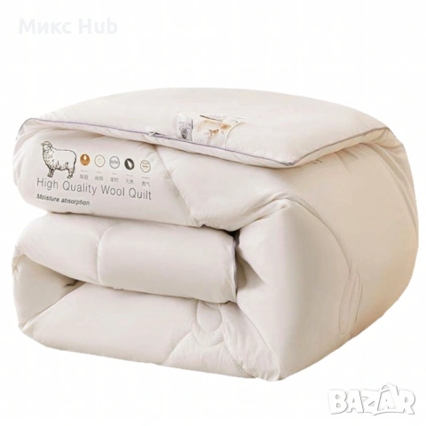 СПАЛЕН КОМПЛЕКТ -Капитониран чаршаф 180x200, 2 калъфки и юрган с овча вълна , снимка 6 - Спално бельо - 53433616