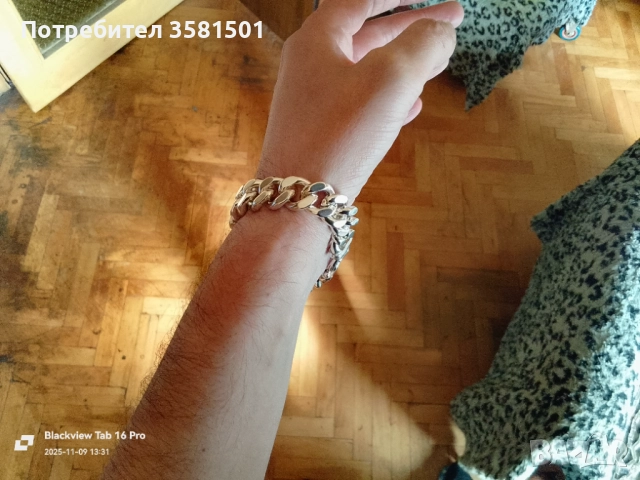 Сребърна Дизайнерска Гривна-110грама.🇧🇬, снимка 7 - Гривни - 52353673