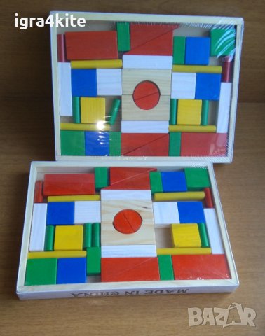 Дървени кубчета конструктор строител с едри части 39бр. /дървени игри, снимка 2 - Образователни игри - 38464030