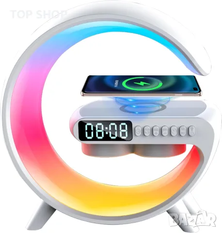 Настолна лампа YumCute с безжично зарядно устройство, Bluetooth високоговорител, G11 околна светлина