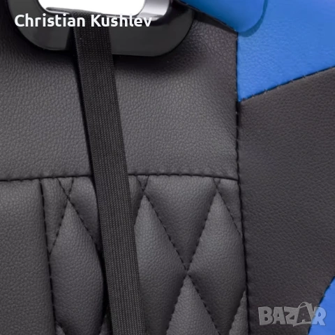 Геймърски стол за релакс с масаж и подложка за крака – син, снимка 2 - Столове - 53275404