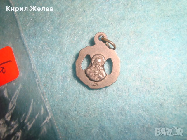ПОСРЕБРЕНА МИНИАТЮРНА КАТОЛИЧЕСКА ДВУСТРАННА НАГРЪДНА РЕЛЕФНА ИКОНКА ИТАЛИЯ 14466, снимка 5 - Колиета, медальони, синджири - 35653808