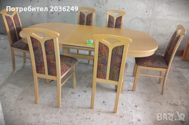 Комплект масивна разтегателна маса с 6 стола и много нива на разтягане- Автомат, снимка 4 - Маси - 51043397