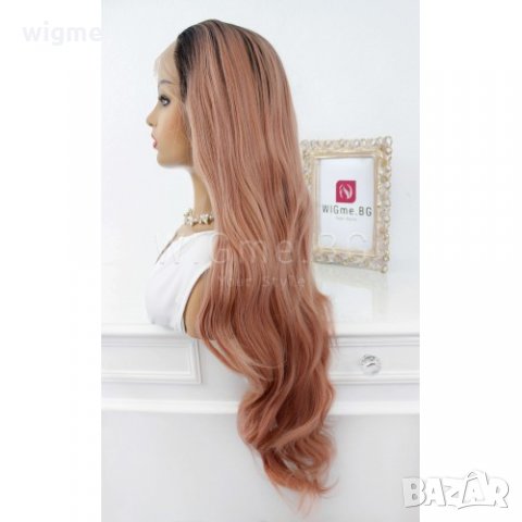 Дълга на вълни розова лейс фронт перука Аврил, снимка 7 - Аксесоари за коса - 27920357