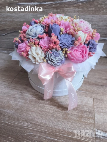 Голям сапунен букет, снимка 4 - Изкуствени цветя - 52983831