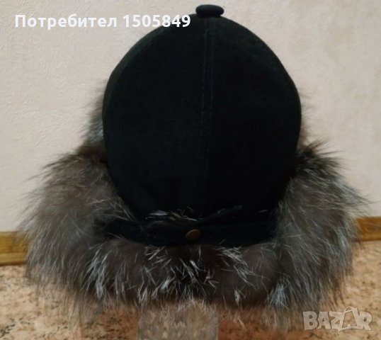 Шапка от естествен велур и сребърна лисица, снимка 7 - Шапки - 35611261