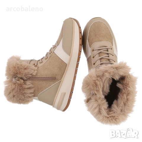 Дамски зимни боти до глезена с връзки, 5цвята , снимка 3 - Дамски боти - 51879543