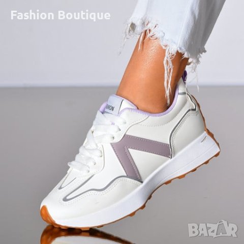 Нов модел дамски спортни обувки в бяло с лилав акцент , снимка 4 - Маратонки - 43922345