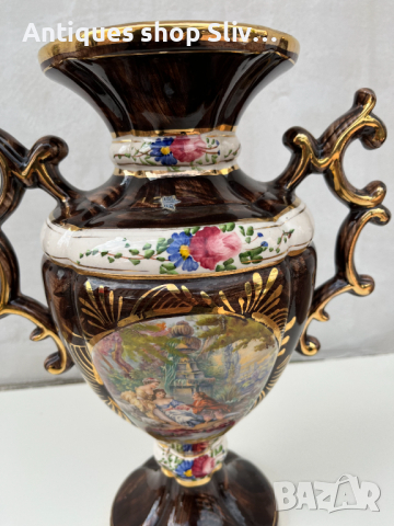 Уникална порцеланова белгийска ваза, H. Bequet Quaregnon. №2268, снимка 2 - Колекции - 36576943