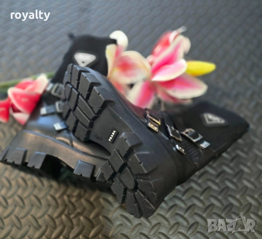 PRAD🅰️ Дамски Стилни Черни Боти , снимка 2 - Дамски боти - 52232052