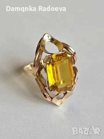 Златен пръстен с Цитрин 14 карата,проба 585, снимка 8 - Пръстени - 47891042
