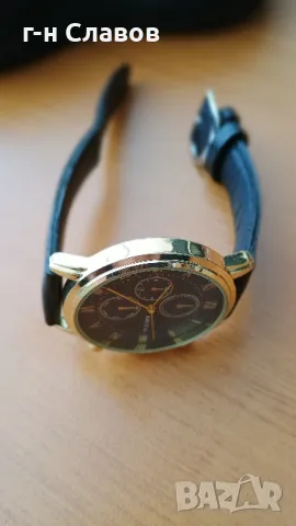 Мъжки ръчен испански Basista! Златиста каса 40мм*Нова батерия! Кожена каишка*, снимка 5 - Мъжки - 49367728