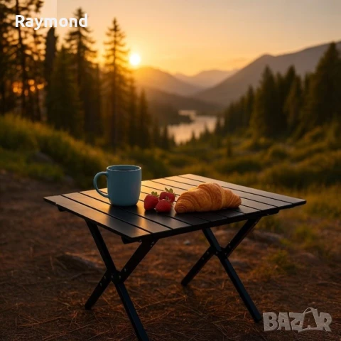 Сгъваема къмпинг маса 60×60 см с чанта – метал + PVC плот, снимка 4 - Градински мебели, декорация  - 51188375