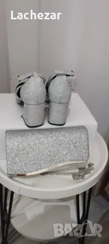 Дълга рокля от сатен, обувки и чанта , снимка 6 - Рокли - 50024588