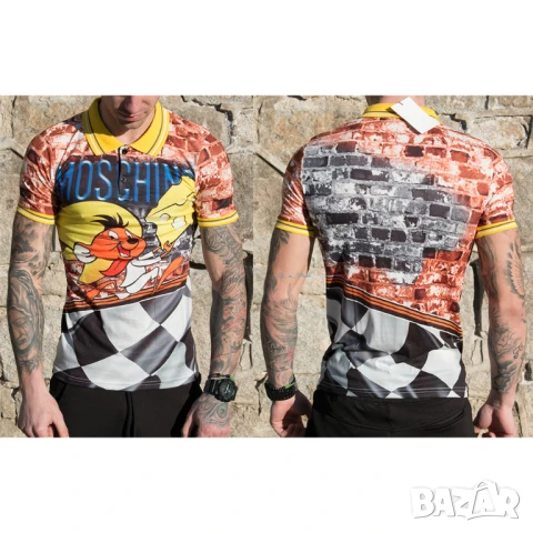 🎨 Мъжки поло тениски Moschino – Атрактивен Дизайн с Анимационни Герои! 🔥, снимка 4 - Тениски - 51016475