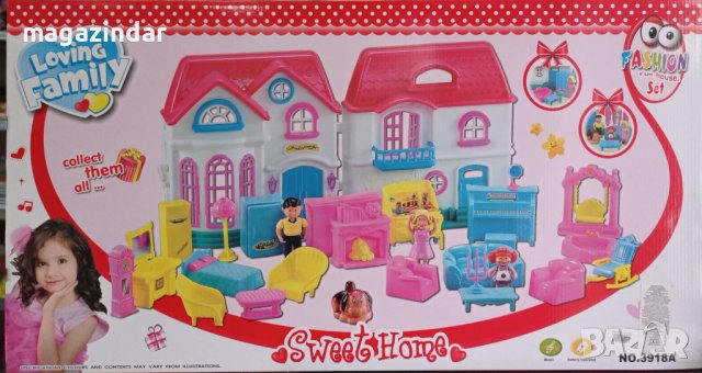 Комплект кукленска къща с аксесоари, снимка 2 - Играчки за стая - 43004181