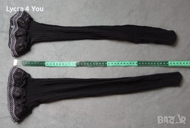 S/M черни мрежести чорапи със силикон и бяла бродерия, снимка 13 - Бельо - 42981900
