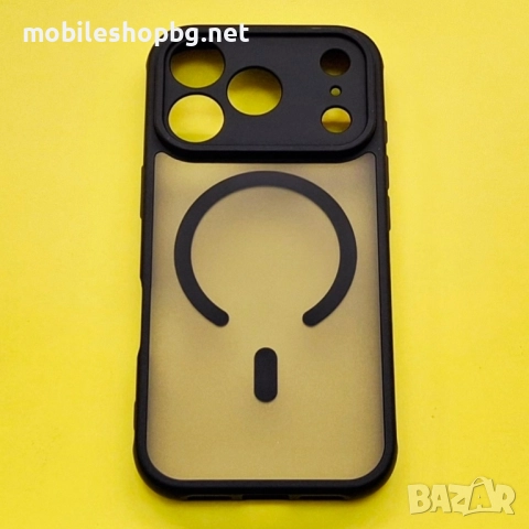 iPhone 17 Pro кейс MagSafe матов черен полупрозрачен, снимка 4 - Калъфи, кейсове - 52076539