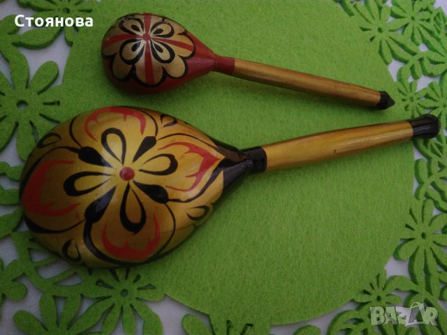 Руски ръчно рисувани дървени лъжици -Хохлома, снимка 3 - Декорация за дома - 25515482