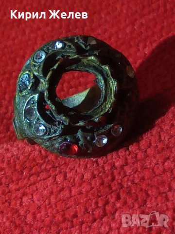 СТАРИНЕН ВЪЗРОЖДЕНСКИ ПРЪСТЕН САЧАН БРОНЗ УНИКАЛНА РЪЧНА МАЙСТОРСКА ИЗРАБОТКА с КАМЪНИ БИЖУ 17533, снимка 16 - Антикварни и старинни предмети - 33046715