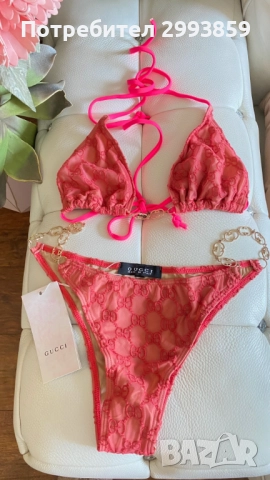 Бикини бански Гучи*Gucci technical gold chain, снимка 7 - Бански костюми - 51480534