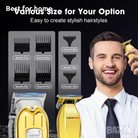 Комплект машинка за подстригване HIENA PRO за мъже, фризьорски комплект , снимка 6 - Машинки за подстригване - 53571925