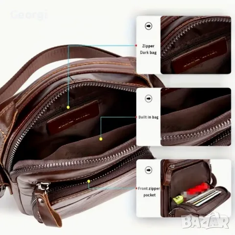 Мъжка луксозна кожена чанта /Премиум качество на естествена кожа!, снимка 13 - Чанти - 49647515