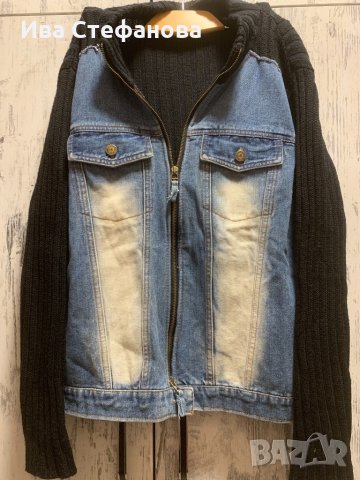 Уникално дънково сафари  яке жилетка избелено, снимка 4 - Якета - 32227501