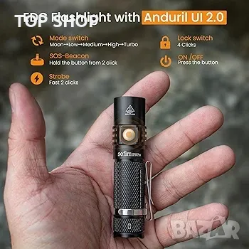 Sofirn SP10 Pro EDC фенерче, AA фенерче с потребителски интерфейс Anduril 2, снимка 5 - Друга електроника - 48758710