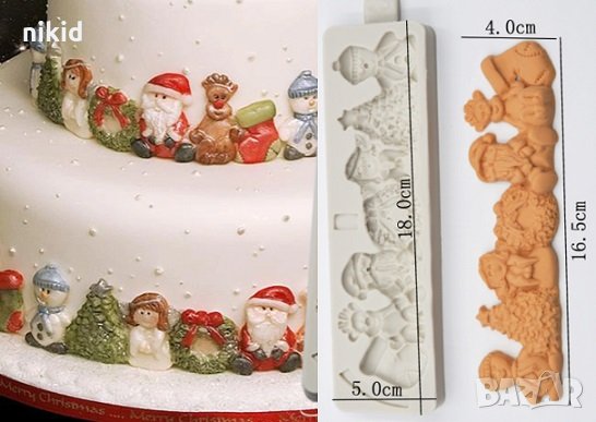 Дълъг Коледен ивица силиконов молд форма торта фондан шоколад гипс
